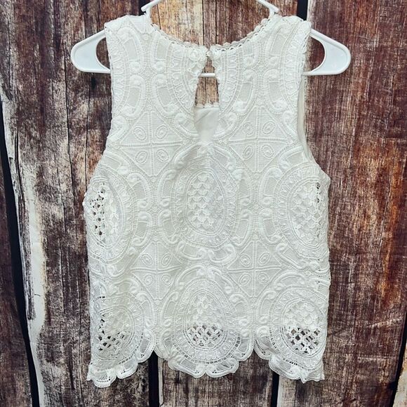 Xhilaration Lace Cropped Tank In White - Picture 3 of 5